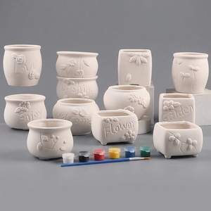 Mini pot de fleurs en céramique DIY résistant à la corrosion, peint à la main, design simple, pour l'éducation de la petite <span class=keywords><strong>enfance</strong></span> - Product Image 2