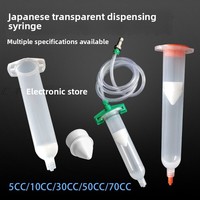 Seringue de distribution industrielle de type japonais transparente avec piston pour distributeur de colle liquide de 5cc, 10cc, 30cc, 50cc, 70cc