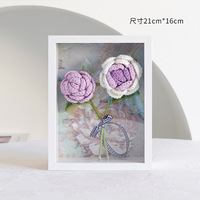 Cadre photo rose élégant fait à la main au crochet fleur tricotée pour décor de bureau à domicile décoration de bureau artificielle durable