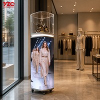 Vitrine LED cylindrique légère à roulettes, P1.8 P2.5 GOB, anti-choc, étanche, portable, pour exposition