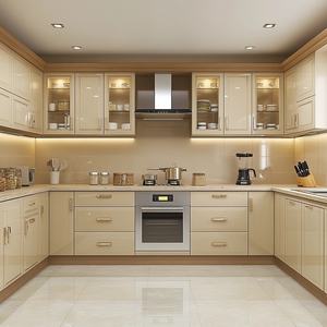 Klassischer Küchen schrank im französischen Stil Glastür Luxus-Sperrholz wand MDF Carcase Sink Fitted <span class=keywords><strong>Kitchen</strong></span> Drawer Basket Zubehör - Product Image 1