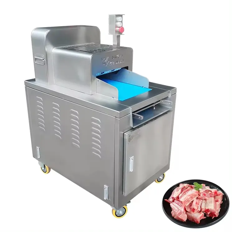 Automatic Commercial Steak Ribs Frozen Fish Meat Bone Cube Cutting Chicken Chopper Machine