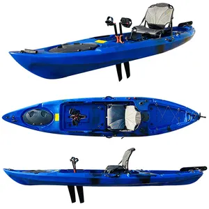 Imported PE hull material 1 paddler 12ft fishing kayak with pedal canoes