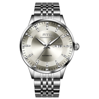 Montre mécanique automatique minimaliste pour homme, aiguilles lumineuses, bracelet en acier inoxydable, étanche, logo personnalisé en gros