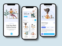 Cours de conception UX/UI pour application d'apprentissage en ligne, interface mobile, logiciel de référence éducatif, stock de documentation