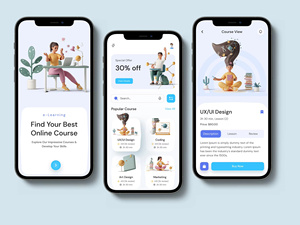 หลักสูตรออกแบบ UX/UI สำหรับแอปพลิเคชันการเรียนรู้ออนไลน์ อินเทอร์เฟซมือถือ ซอฟต์แวร์อ้างอิงด้านการศึกษา ซอฟต์แวร์สำรองข้อมูล - Product Image 1