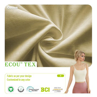 Tissu de yoga en jersey de molleton 100 % coton 21S, certifié GRS et GOTS, matériau écologique, personnalisable, livraison rapide en gros