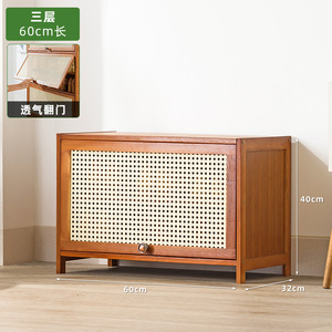 Meuble de rangement en bois pour la maison, étagère à chaussures en rotin, organisateur de chaussures à 6 niveaux, grande capacité, étagère à chaussures - Product Image 6