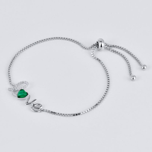 2021 Hot Sale Jewelry S925 <b>Silver</b> <b>Charm</b> Adjustable <b>Bracelets</b> Lab Grown Emerald Stone for WOMEN'S Gift Party - Product Image 2