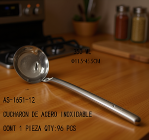 Cucharón de Acero Inoxidable de 350 ml, 11.5x44.5 cm, Herramienta Duradera para Cocina, Restaurante, Camping y Servicio - Product Image 2