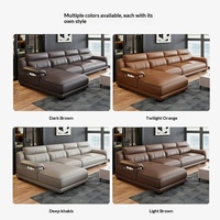 Ensemble de canapés en cuir véritable de style italien, chaise longue en cuir pleine fleur, dossier rembourré, cadre en bois massif mobile, pour salons d'angle