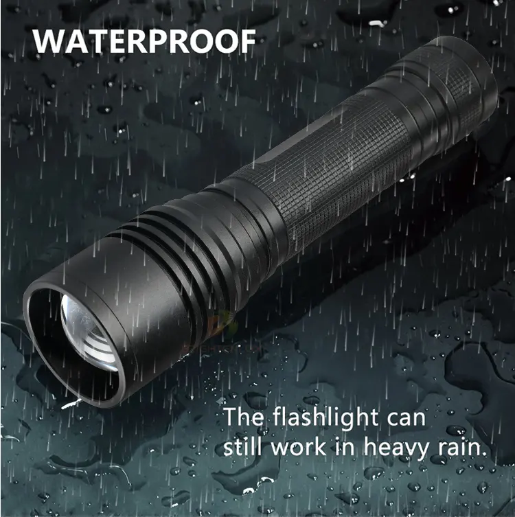 Özel uzun mesafe yüksek güç süper parlak yakınlaştırma feneri meşale Taschenlamp su geçirmez güçlü taktik LED el feneri