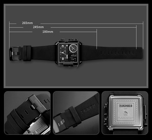 Montres-bracelets numériques à quartz de luxe pour hommes <span class=keywords><strong>SKMEI</strong></span> <span class=keywords><strong>1391</strong></span> et 1584, affichage de l'heure en trois fuseaux horaires, chronographe, style professionnel, bracelet en cuir, deux tailles - Product Image 5