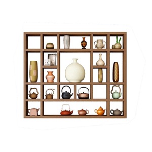 Scaffale a griglia in legno massello Art déco a un solo livello a parete ripiano multifunzione ripiano per soggiorno bagno decorativo - Product Image 1