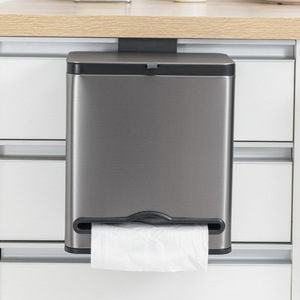 Cubo de basura de acero inoxidable de 4L con tapa para almacenamiento en gabinetes de cocina, multifunción - Product Image 2