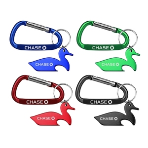 Logo dấu ấn vịt Hình dạng chai Opener với móc chìa khóa & Carabiner - Product Image 1