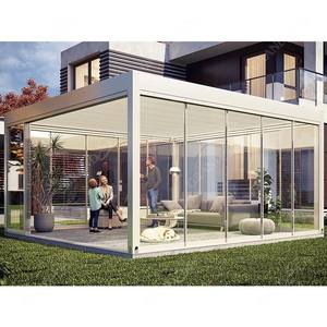 Pérgola Motorizada Moderna Personalizada <span class=keywords><strong>de</strong></span> Aluminio, Bioclimática, <span class=keywords><strong>con</strong></span> Puerta Corredera <span class=keywords><strong>de</strong></span> Vidrio, Techo <span class=keywords><strong>de</strong></span> Láminas y <span class=keywords><strong>Toldo</strong></span> Exterior - Product Image 1