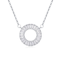 Elegante Collar de Plata S925 con Círculo Hueco, Collar con Colgante Texturizado de Plata de Ley 925