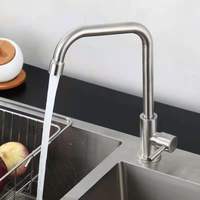Robinet de cuisine moderne en acier inoxydable à bec pivotant pour eau froide, prix direct usine, robinet de cuisine à poser sur le plan de travail