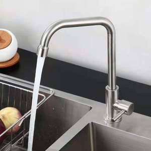 Rubinetto da cucina moderno in acciaio inossidabile con beccuccio girevole per acqua fredda, montaggio su piano, prezzo conveniente, direttamente dalla fabbrica - Product Image 3