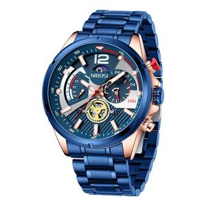 Drioshipping 2591 Montre-bracelet de luxe pour homme avec bracelet en acier inoxydable Nouveau modèle Quartz bleu Ronda Pointer Fashionable Business Style - Product Image 1