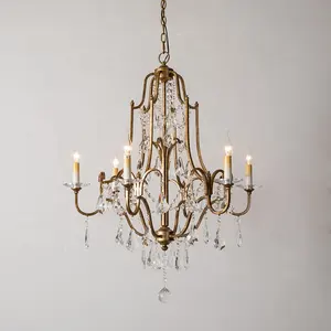 American country style antique gold crystal cristal chandelier for centerpieces home decoration