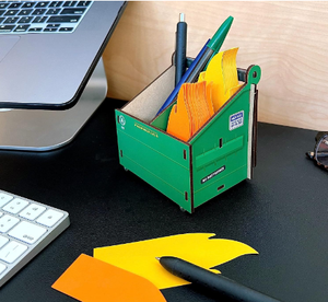 Poubelle de bureau verte Porte-crayon de bureau en bois Porte-stylo - Product Image 3