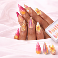 24 Uñas Acrílicas de Lujo Largas Reutilizables, Uñas Artificiales Largas Tipo Ataúd, Venta al por Mayor de Fábrica