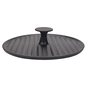 Piastra Rotonda in Ghisa Nera Pretrattata, Compatibile con Griglia, per Cucinare Insieme, Resistente e Utilizzabile per Pressare Bistecche o Carne - Product Image 1