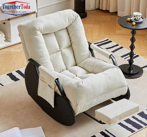 Fauteuil à bascule moderne avec revêtement en tissu doux, chaise longue confortable avec repose-pieds réglable - Product Image 5