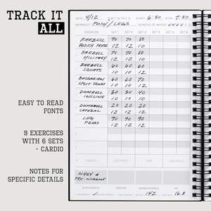 Journal de remise en forme relié, planificateur d'entraînement de 6 mois, journal d'entraînement non daté, accessoires de salle de sport <span class=keywords><strong>à</strong></span> domicile pour femmes et hommes - Product Image 4