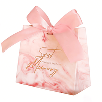 Sac de transport de luxe pour parfum, bougie, cadeau, emballage de marque, sac cadeau en papier rose blush avec ruban en satin