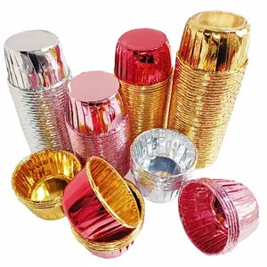 13 Years Experience Birthday Party Baking Cake Tools Pure Color Pink Golden Silver Aluminum Paper Muffin Paper Cups