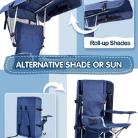Chaise de plage portable surdimensionnée avec auvent - Chaise de camping ergonomique pliable pour usage extérieur, chambre, salle de sport et salle à manger