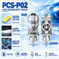 Kit de phares LED mini projecteur PCS-P02 H4 90W 9000LM avec lentille, faisceau focalisé, homologation DOT E-mark FMVSS H4 et ligne de coupure nette