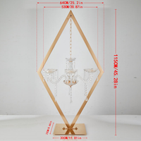 Vente en gros de décoration de mariage de luxe, bougeoir haut transparent, candélabres dorés pour mariage, centres de table