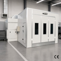 Cabine de peinture automobile blanche personnalisée avec conduit d'échappement latéral et trois fenêtres de visualisation pour véhicules