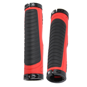 Poignées de guidon souples pour VTT, poignées de guidon en caoutchouc antidérapantes à double verrouillage, noir rouge - Product Image 4