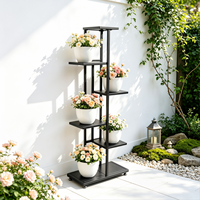 Étagère de rangement multi-niveaux en fer noir robuste et minimaliste pour salle de bain, épices, maison, salon, balcon, bureau, usage commercial