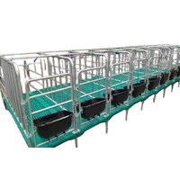 Cage de gestation modulaire en acier galvanisé de 2,2 m pour truies, avec plancher à lattes et mangeoire, pour ferme