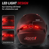 Casque de moto modulable ABS avec visière double et feu arrière LED pour hommes et femmes