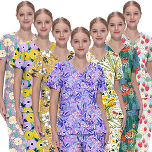 Personalizado Australiano Estiramiento Transpirable Impreso Doctor Estampado floral personalizado Tallas grandes Hospital quirúrgico Impreso Scrub Set - Product Image 1