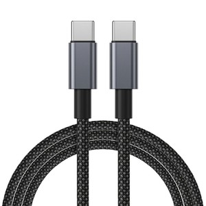 Braided Type <b>C</b> To Type <b>C</b> <b>Charging</b> Cable 1M Nylon Jacket Fast Charge For Mobile Phone White And Black - Product Image 3