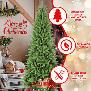 Sapin de Noël artificiel détachable de 7 pieds, branches en PVC de haute qualité, ignifuge et écologique, pour la décoration de la maison pendant les fêtes - Product Image 4