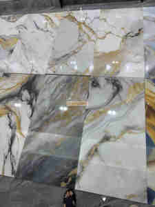 <span class=keywords><strong>Piastrelle</strong></span> in Porcellanato Dorato 60x120cm, Effetto Marmo Lucido, <span class=keywords><strong>Piastrelle</strong></span> da Parete a Basso Prezzo e Alta Qualità, Facili da Installare - Product Image 6