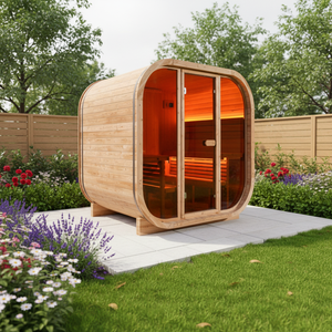 Sauna extérieur moderne en bois de sapin massif avec vapeur pour 4 personnes - Product Image 1