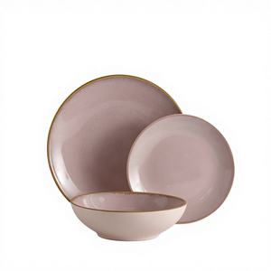 Service de table en céramique haut de gamme durable, assiettes et bols en grès réactif faits à la main, résistant à la chaleur et utilisable au micro-ondes - Product Image 1