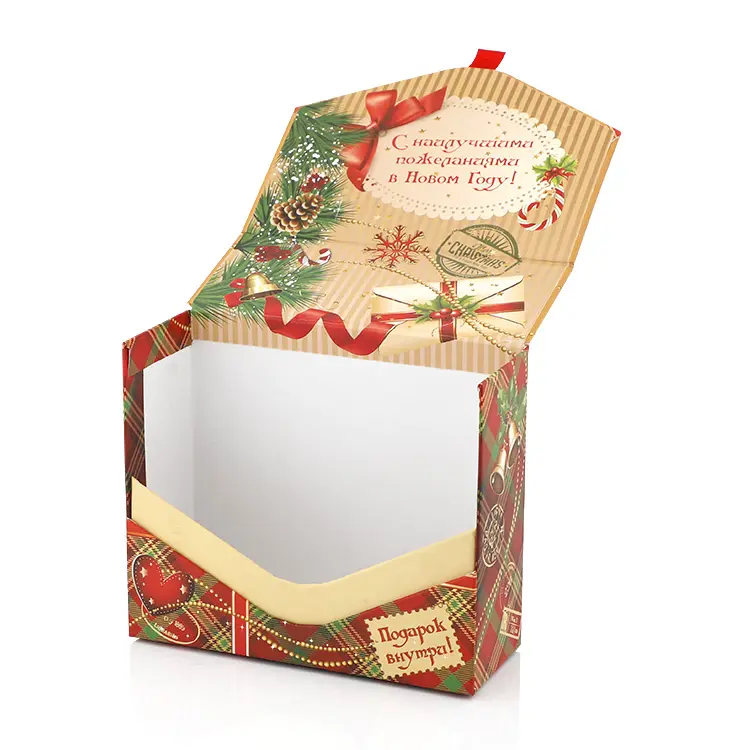 주문 자석 봉투 모양 엄밀한 종이 크리스마스 빨간 작은 선물 상자
