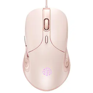 Venta al por mayor ratón para juegos con cable para niñas moda Oficina Rosa lindo ratón de ordenador Botones programables para ordenador portátil ratón óptico USB