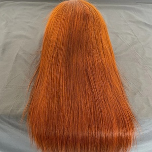 Perruque frontale 13x4 de haute qualité, transparente, avec cheveux de bébé, sans colle, en cheveux humains brésiliens Remy, densité 180%, couleur gingembre orange noir - Product Image 2